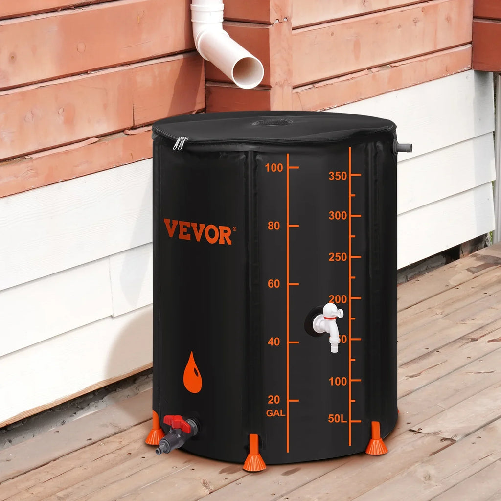 100 System Tank Capacity, Collapsible Storage Water Container Overflow Including Kit, PVC Spigots BENTISM Rainwater Large and Barrel, Collection Gallon Portable Rain