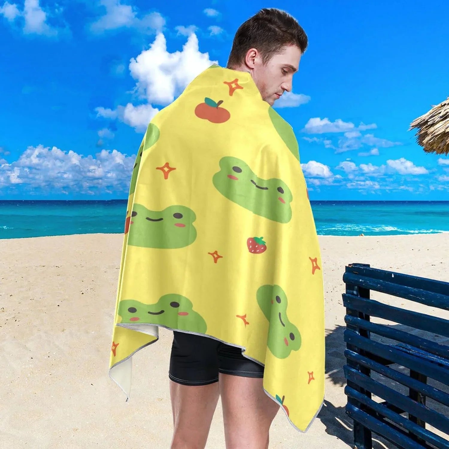 Dry Towel Towels - Compact Cute Oversized Beach for Quick Absorbent Bestwell Super Camping Frog - Lightweight Travel Cartoon Swimming Holiday（194） Towel