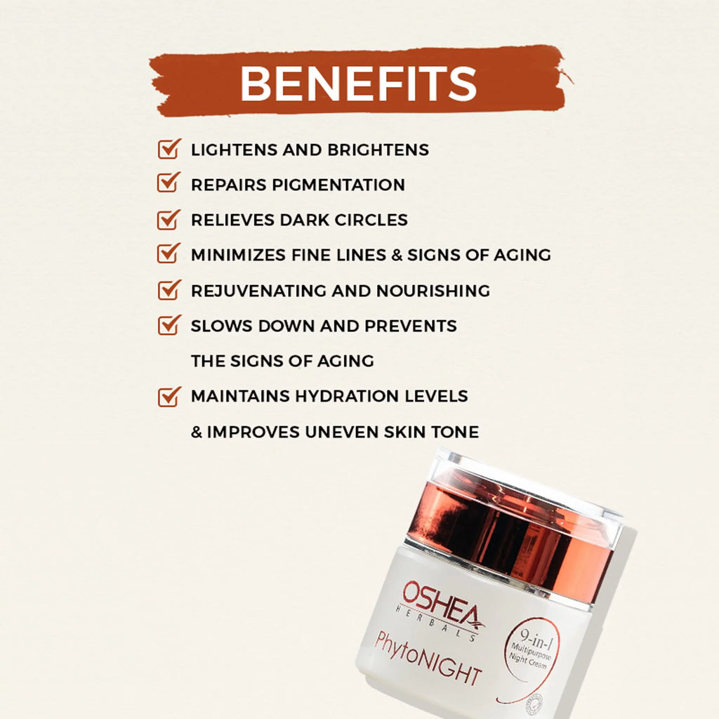 For Glowing 50 Lines, Night Oshea Wrinkles Herbals Phytonight Cream gm and Skin, Fine