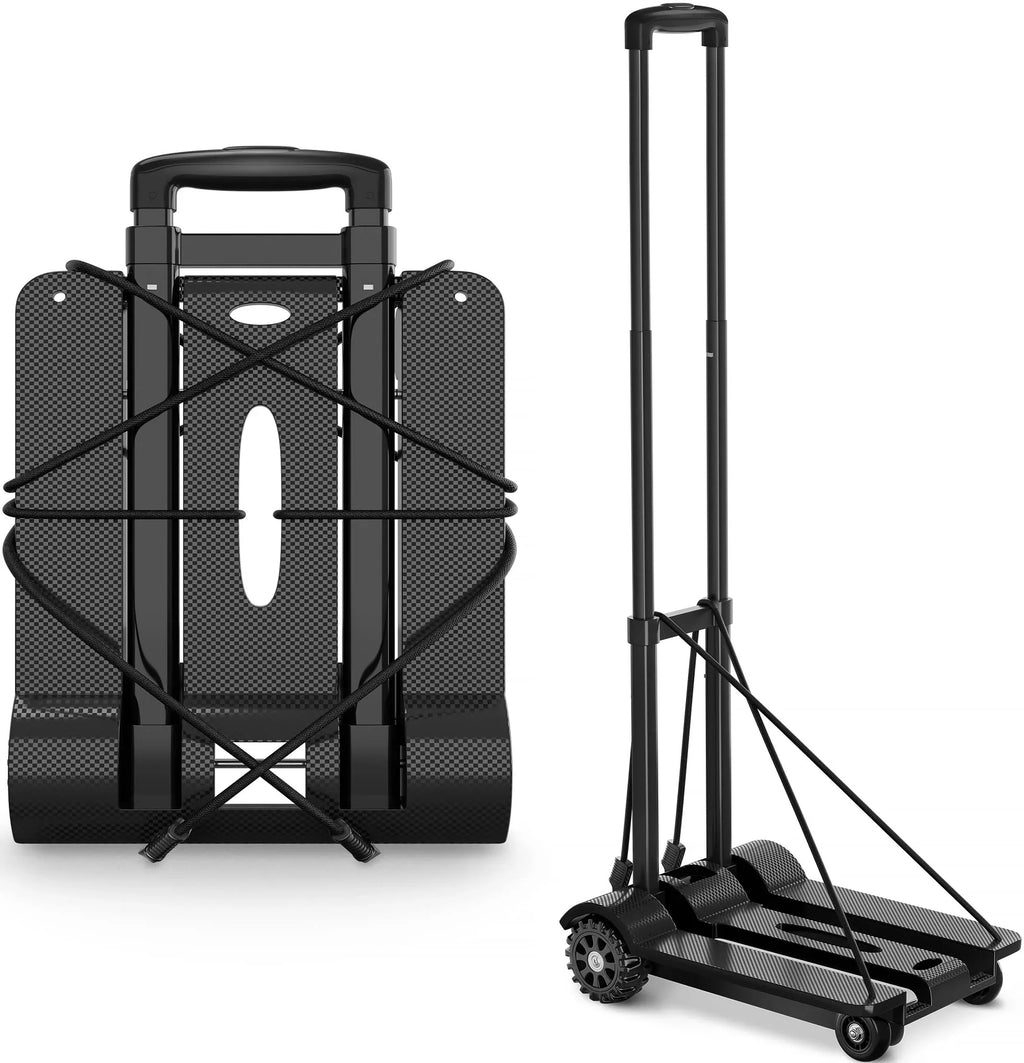 Office Big for for Wheels and Utility Lightweight for Luggage Travel Hand Cart siisll Heavy Capacity Home, Folding Black Platform Luggage Cart Cart Collapsible Folding Cart Duty Truck Use. with Moving