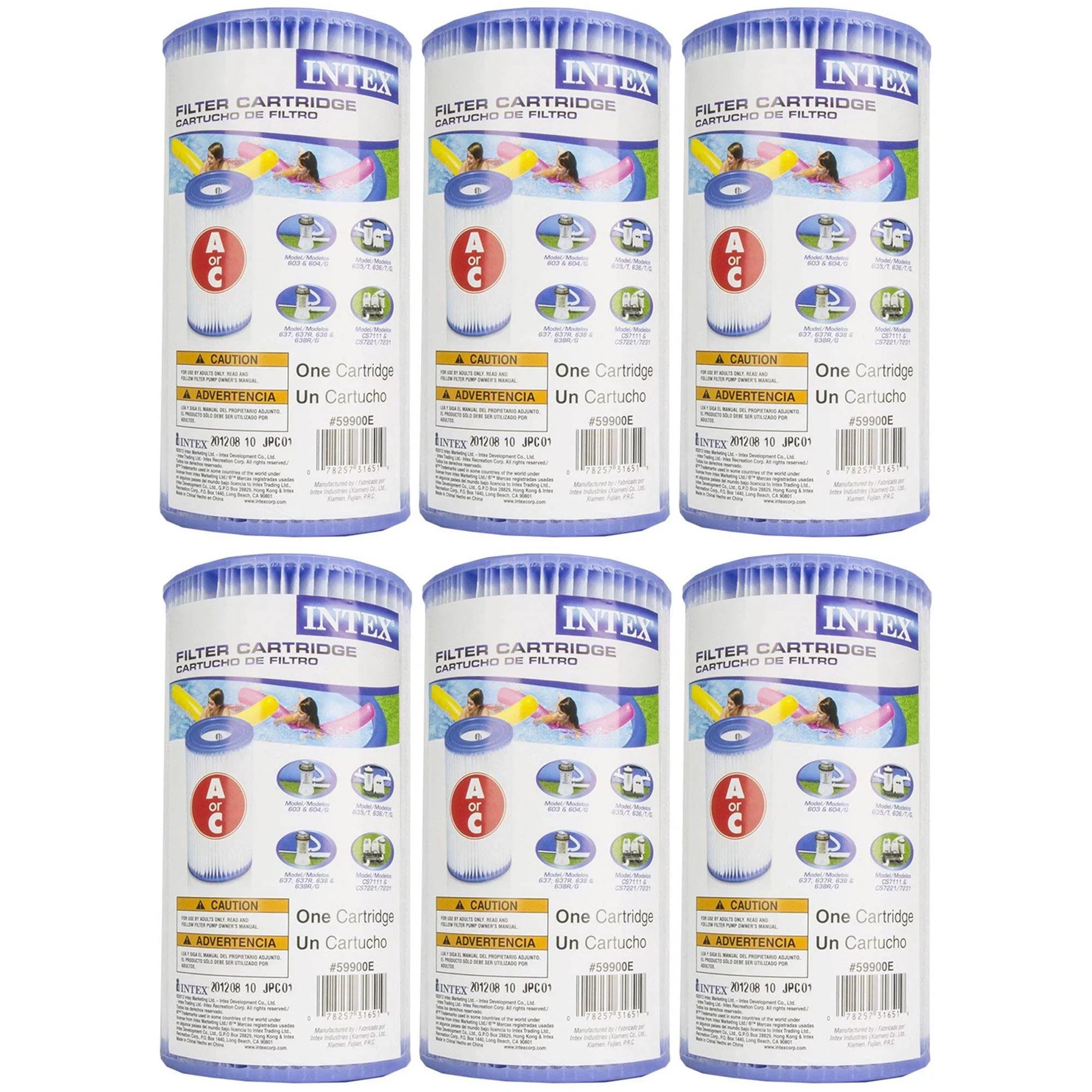 Inflatable Pack) Intex (6 Pool with x Set 48" Filter Cartridges Outdoor 18'