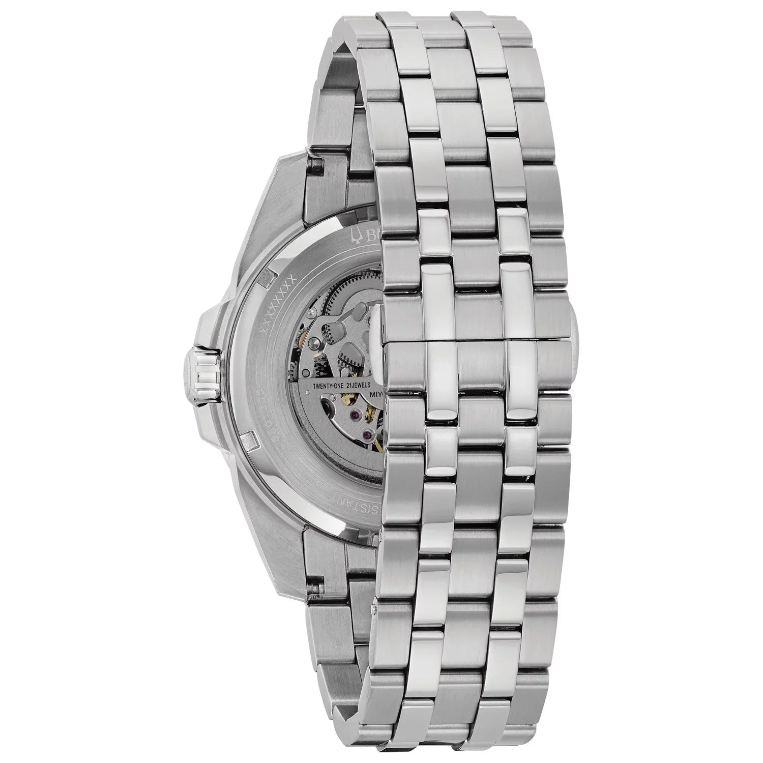 Watch Dial Skeleton Men's Stainless Bulova Automatic Silver 96A187 Bracelet Steel