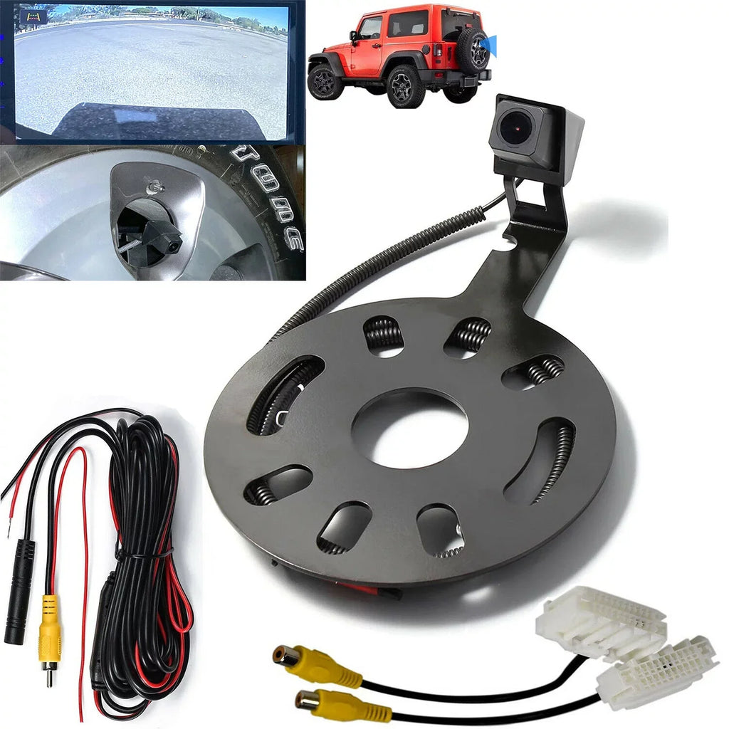 OEM Camera Adapter Camera Monitor Jeep Reversing View 2007-2018 Aftermarket Wrangler with Tire Guideline for Parking iMeshbean Waterproof Spare Rear Removable