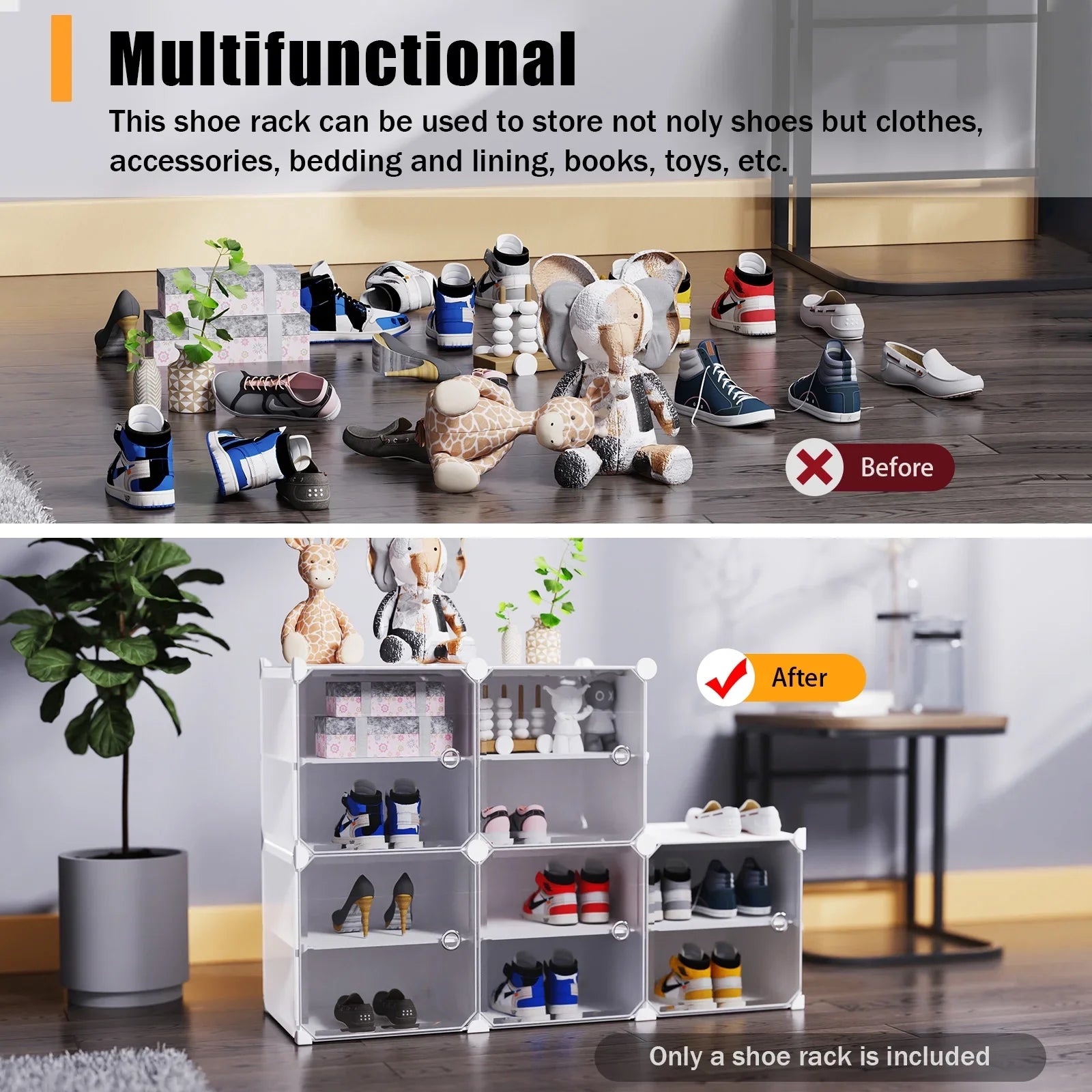 for Shoe Entryway Storage Pairs Modular Tiers Closet Hallway 12 Bedroom 96 Shelf 48 Tower Cubes Shoe Cabinet White Stand Organizer Boxes, Shoe Plastic Storage Rack