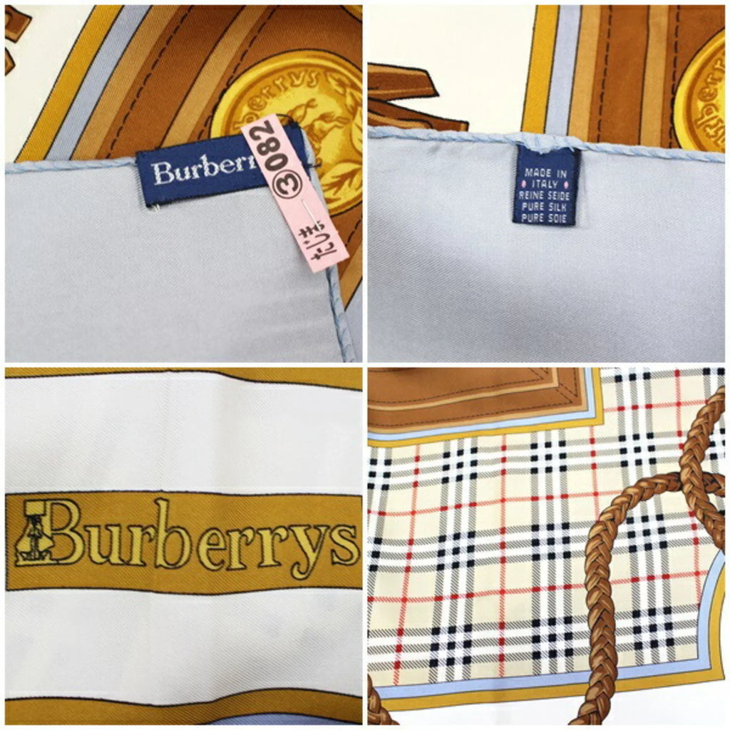 Blue Burberrys Silk Women's Plaid Scarf Burberry's Pre-Owned Gray (Good)