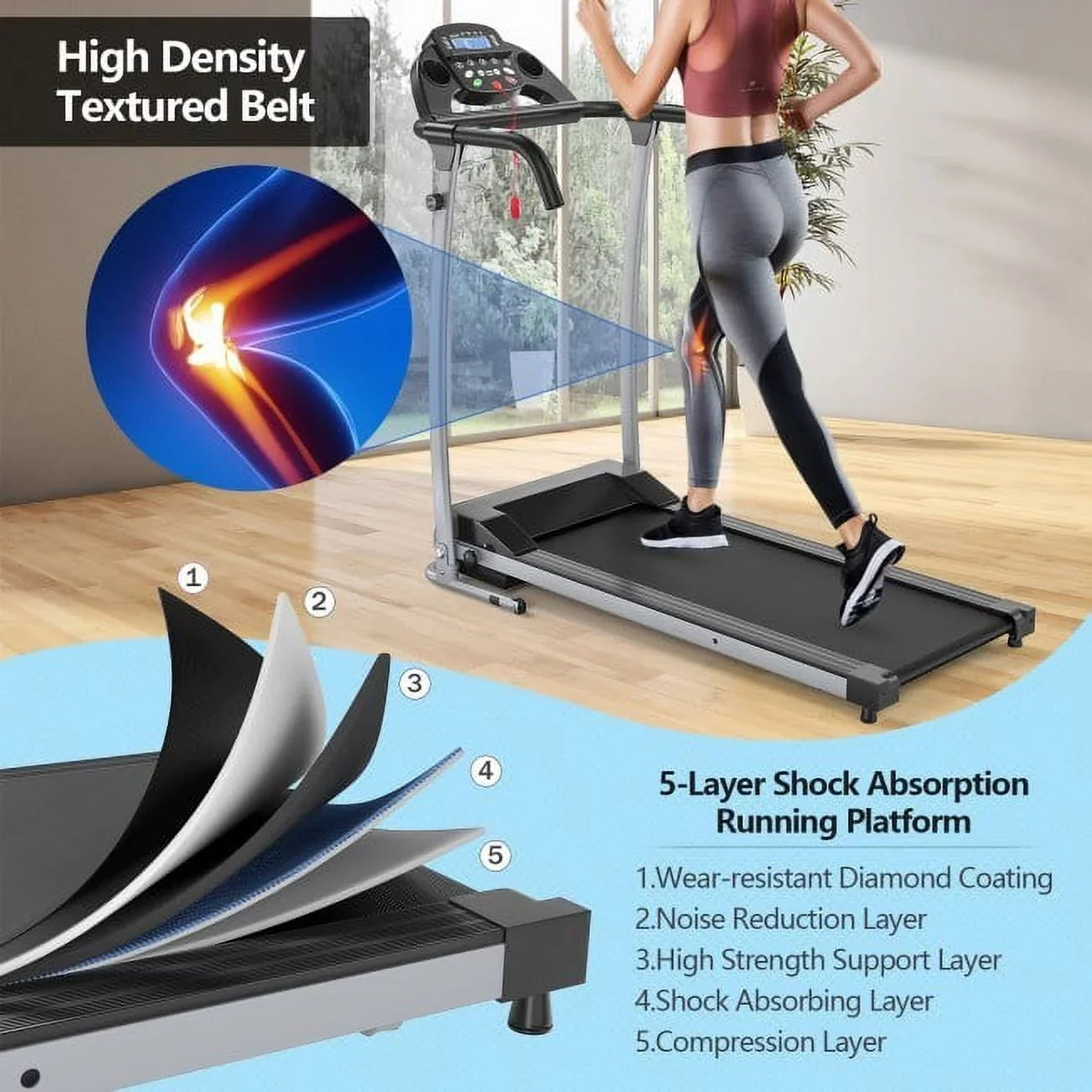 Display Compact Electric Your Up Treadmill LED Routine Level Fitness Folding