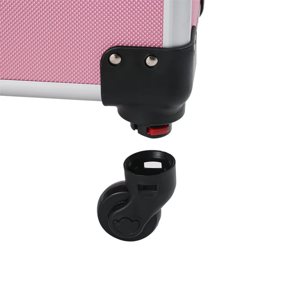 Case,Pink Makeup Drawers with Rolling Train Trolley Zeng Case Case Makeup