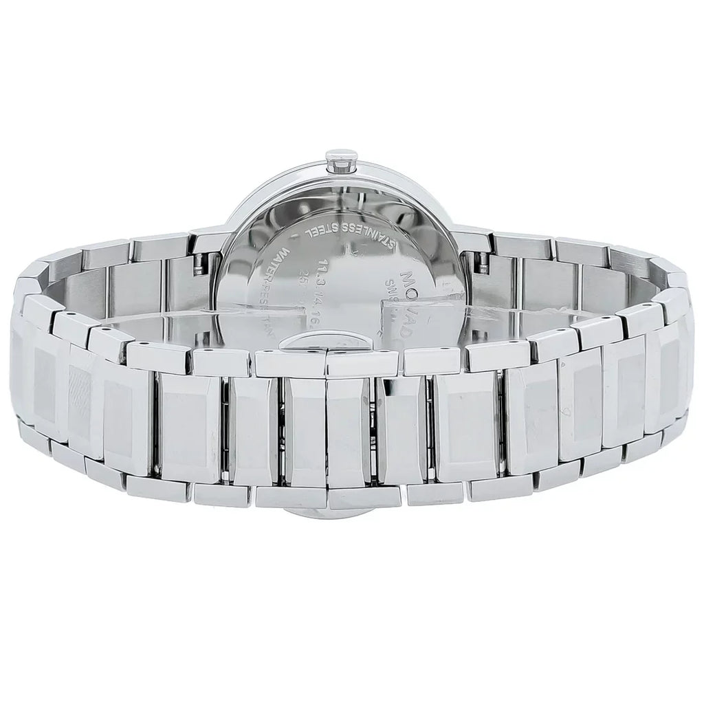 Ladies Dial Mirror Watch Silver Sapphire Movado Quartz 0607547