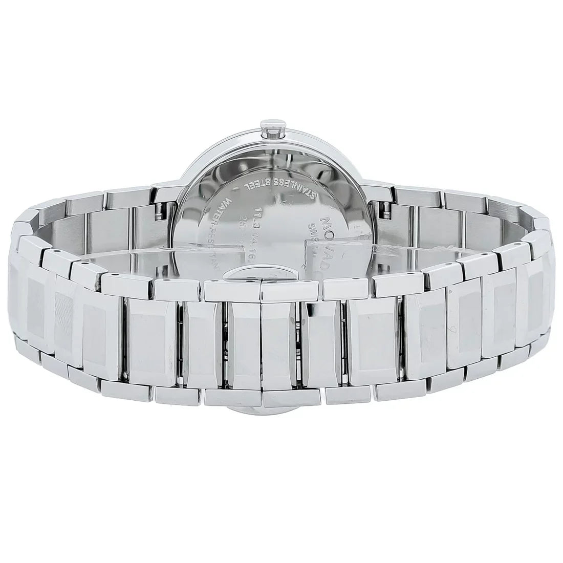 Ladies Dial Mirror Watch Silver Sapphire Movado Quartz 0607547