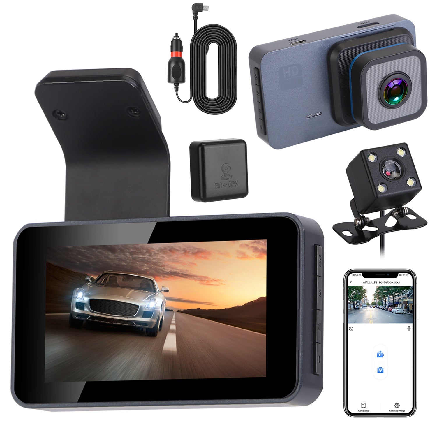 Driving Lens Cam, Parking 1080P DVR Vehicle Car iMounTEK Universal WiFi Recorder, Dual Dash Night GPS with G-Sensor Control APP Vision Monitor Motion Detection