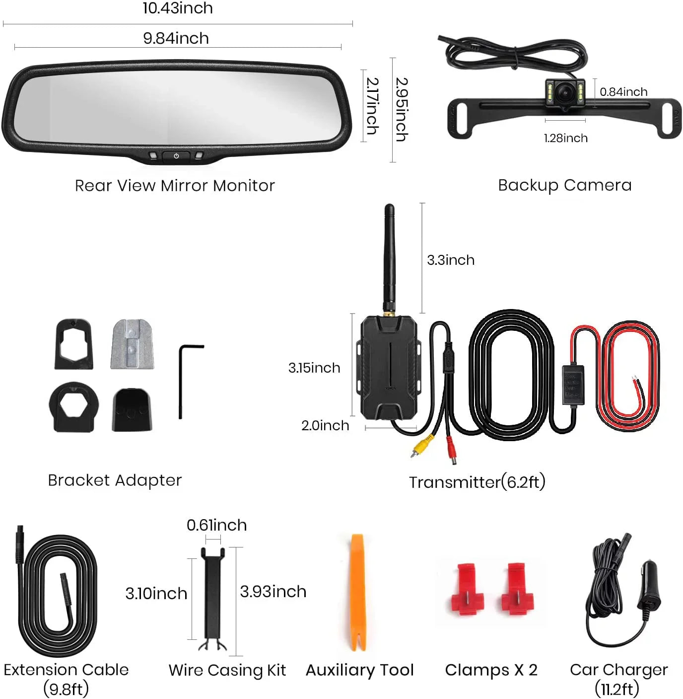 for T1400 Look OEM Monitor Mirror Waterproof Camera Camera Vision Super with View Interference, No Backup Night Car/Trucks, Up AUTO-VOX Camera Upgrade Wireless Back Rear