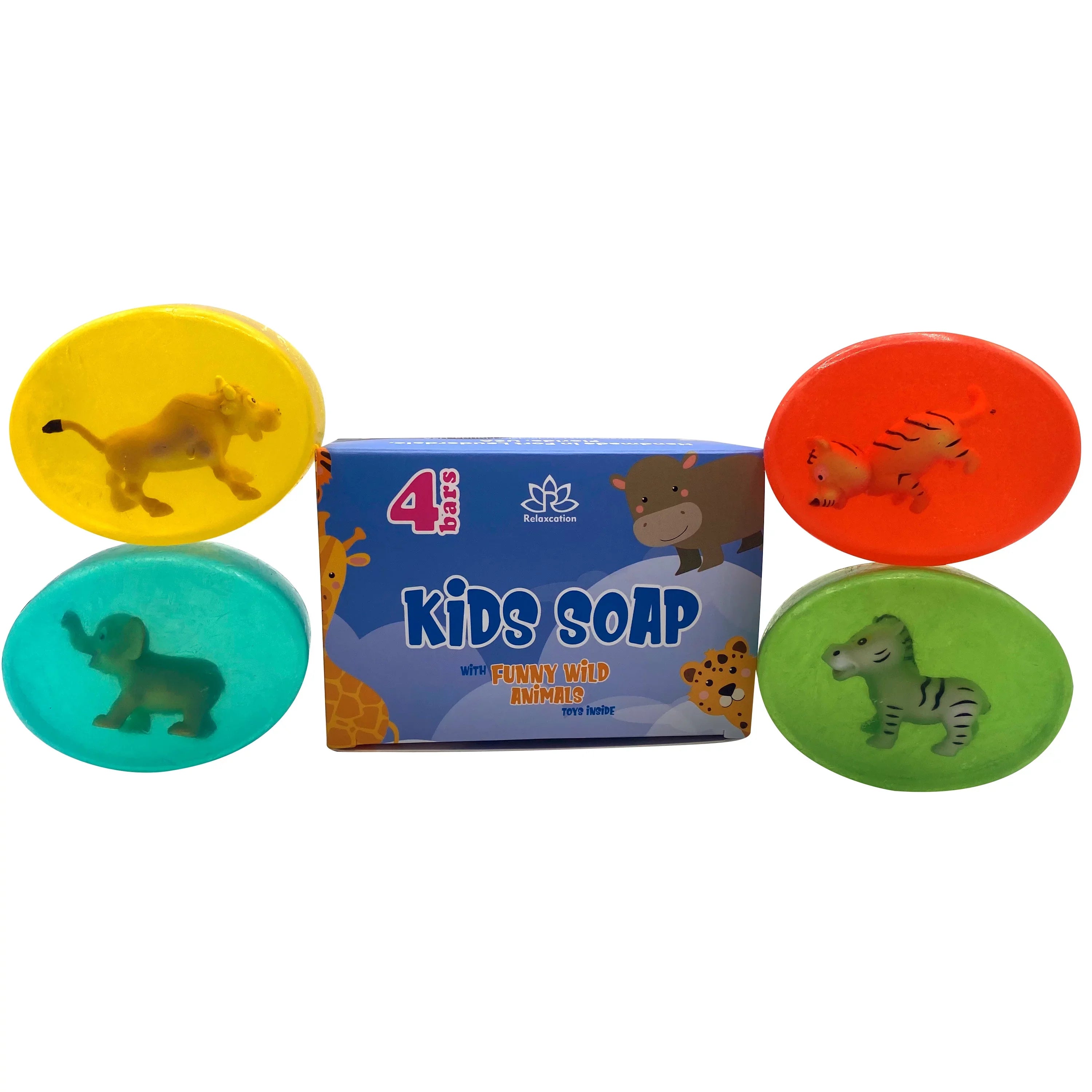 Safe Bar Soap Wild Toys Animals Set Inside Handmade Collect 4 Glycerin in All USA Funny Animals Surprise Toys 12 with Natural Moisturizing by and Relaxcation Kids Soap