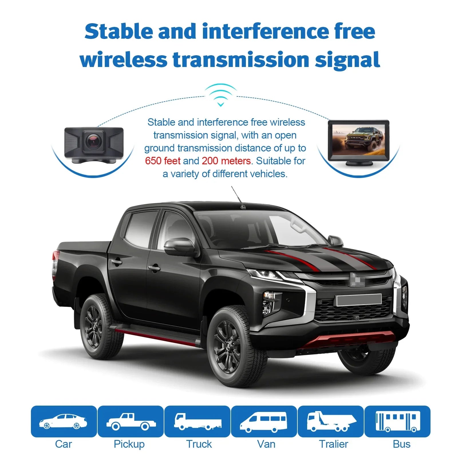 Inch Backup Camper Trailer Camera Recorder Kit Truck 720P Video View Camera with Monitor Menu HD Rear 5 for Van Wireless OSD LCD DVR Reverse Camera Car