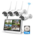 Security for 3MP System Wifi Remote Camera Camera 4Pcs Hard View, Security 12.1" (Supports Cameras Wireless Wi-Fi) Monitor, Only 2.4Ghz Hiseeu with Recording Home Security Drive, and 3TB System