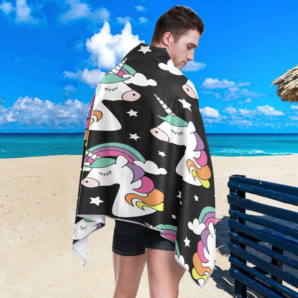 Lightweight Towel Swimming Towels Compact Super Beach Dry Print Bestwell Absorbent Holiday（248） for - Towel Camping Travel Quick Oversized Unicorn -