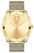 Movado Gold Steel Mens Quartz Gold-Tone Mesh Watch Band Dial Stainless Bold 3600373