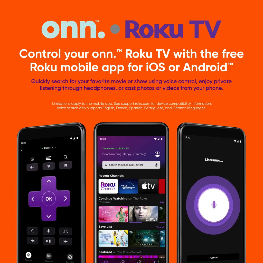 70” LED UHD (100068378) Class 4K HDR (2160P) onn. Smart Roku TV