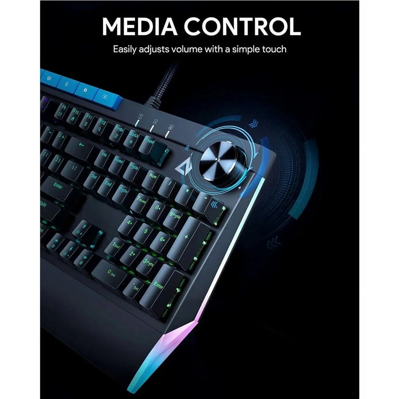Mechanical 104key AUKEY KMG17 Volume Switches Blue Keyboard Button Control with