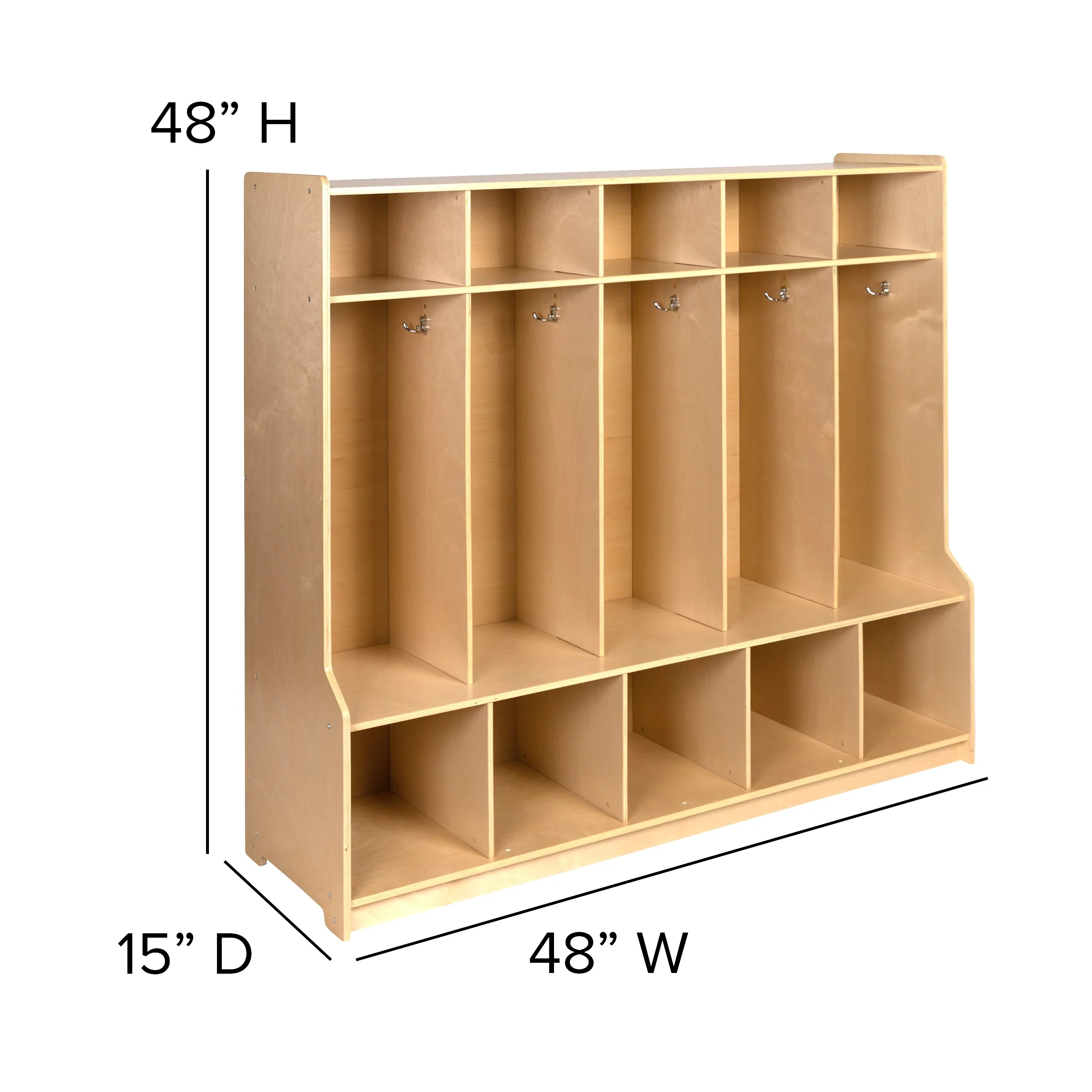Bench, 5 Wood Oliver School Storage + Cubbies Hook and Coat Section Emma Locker with Organizer
