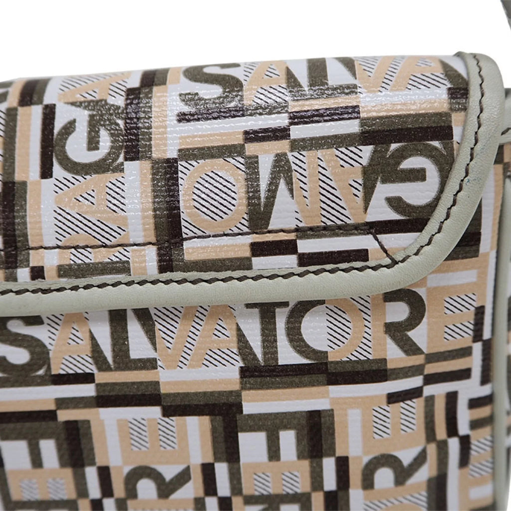 Shoulder Bag (Good) Beige Pre-Owned Salvatore Ferragamo PVC,Leather