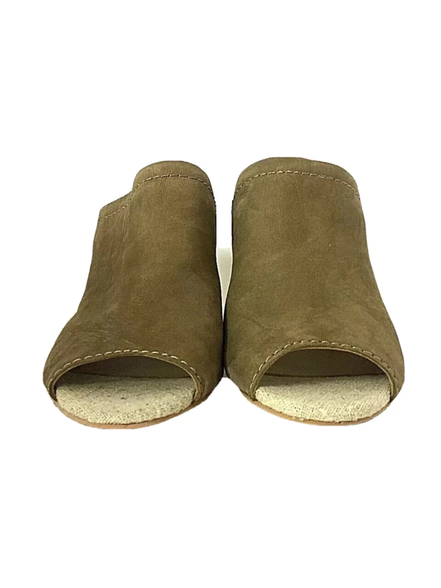 Toe Heel Padded Heeled Shoes Green 8 DOLCE On Womens Mules Block Slip Goring Tegan VITA Leather Peep