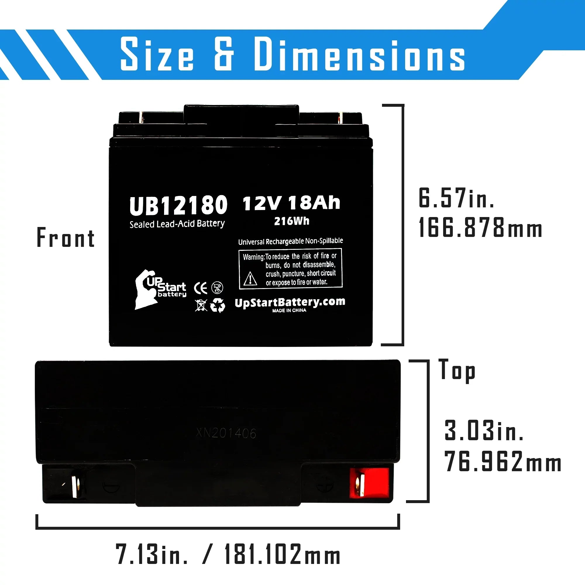 Sealed Battery Eagle 3x CF12V18 18Ah, 18000mAh, Lead Universal (12V, AGM, UB12180 Pitcher SLA) Replacement T4 - Acid Compatible Battery Terminal, Pack -