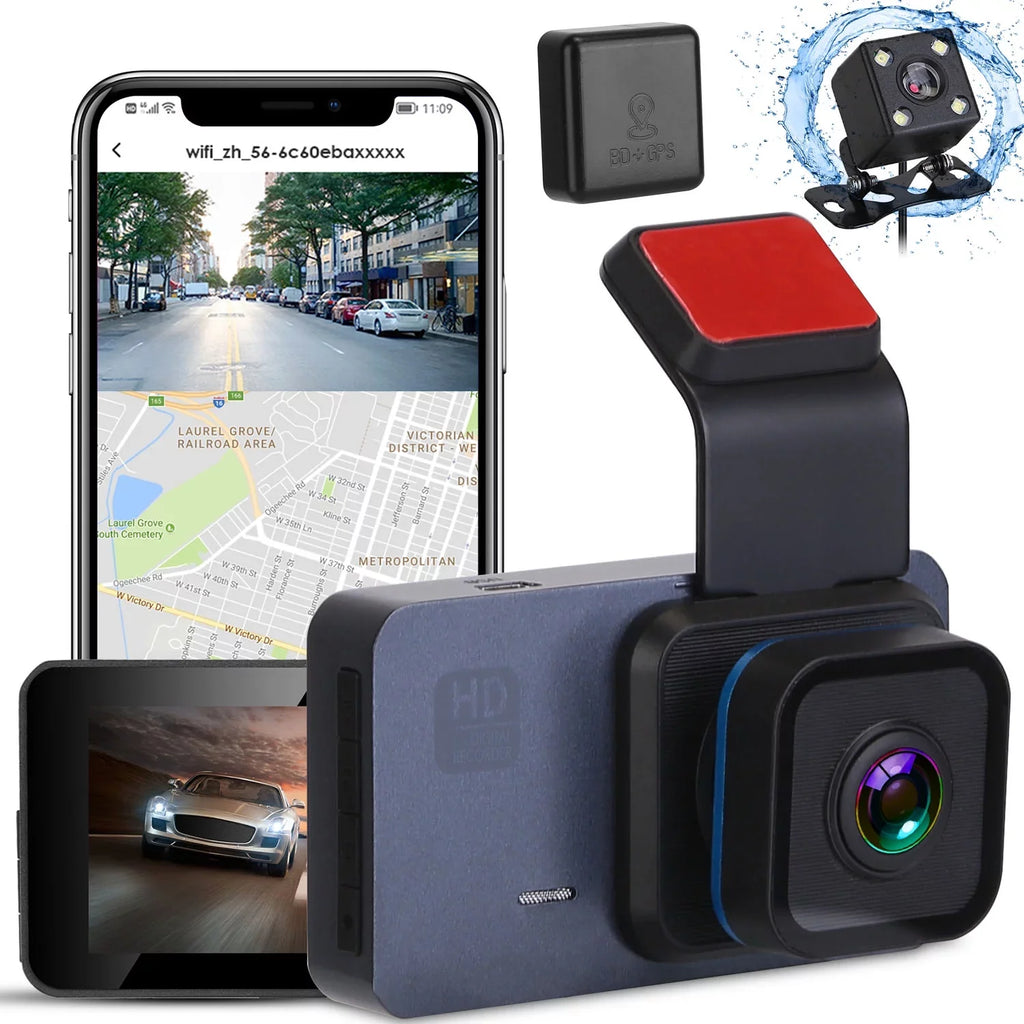 Driving Lens Cam, Parking 1080P DVR Vehicle Car iMounTEK Universal WiFi Recorder, Dual Dash Night GPS with G-Sensor Control APP Vision Monitor Motion Detection