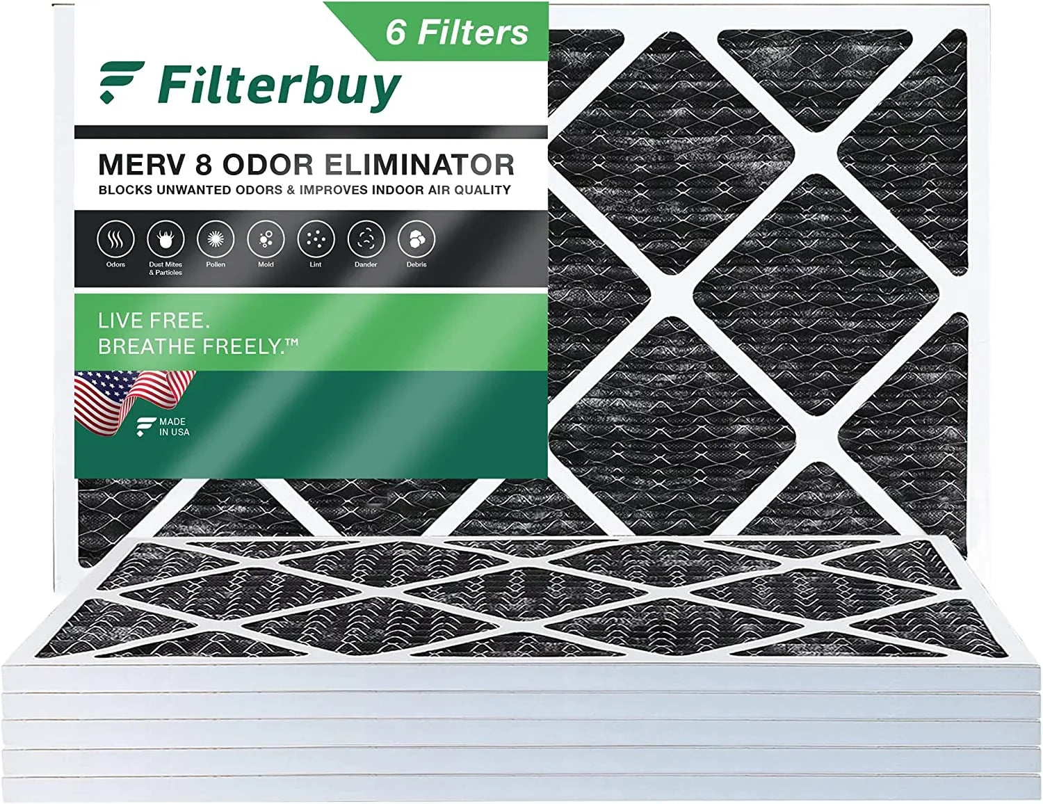 Furnace with Filters Filterbuy 8 (6-Pack) Pleated Odor AC Air 17x25x1 HVAC Eliminator Activated MERV Carbon