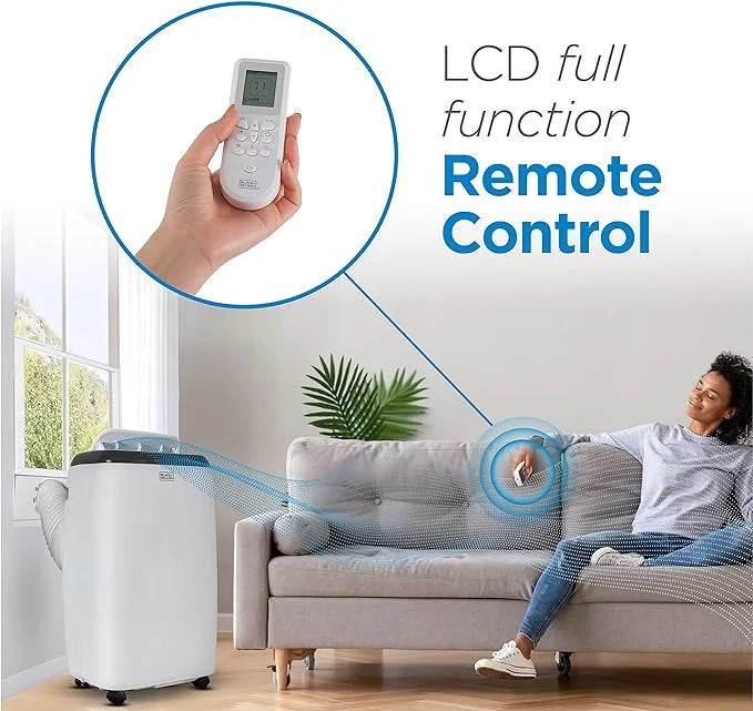 Portable 8,000 - Remote Conditioner Air Open White BPP05WTB Control BLACK+DECKER Box BTU