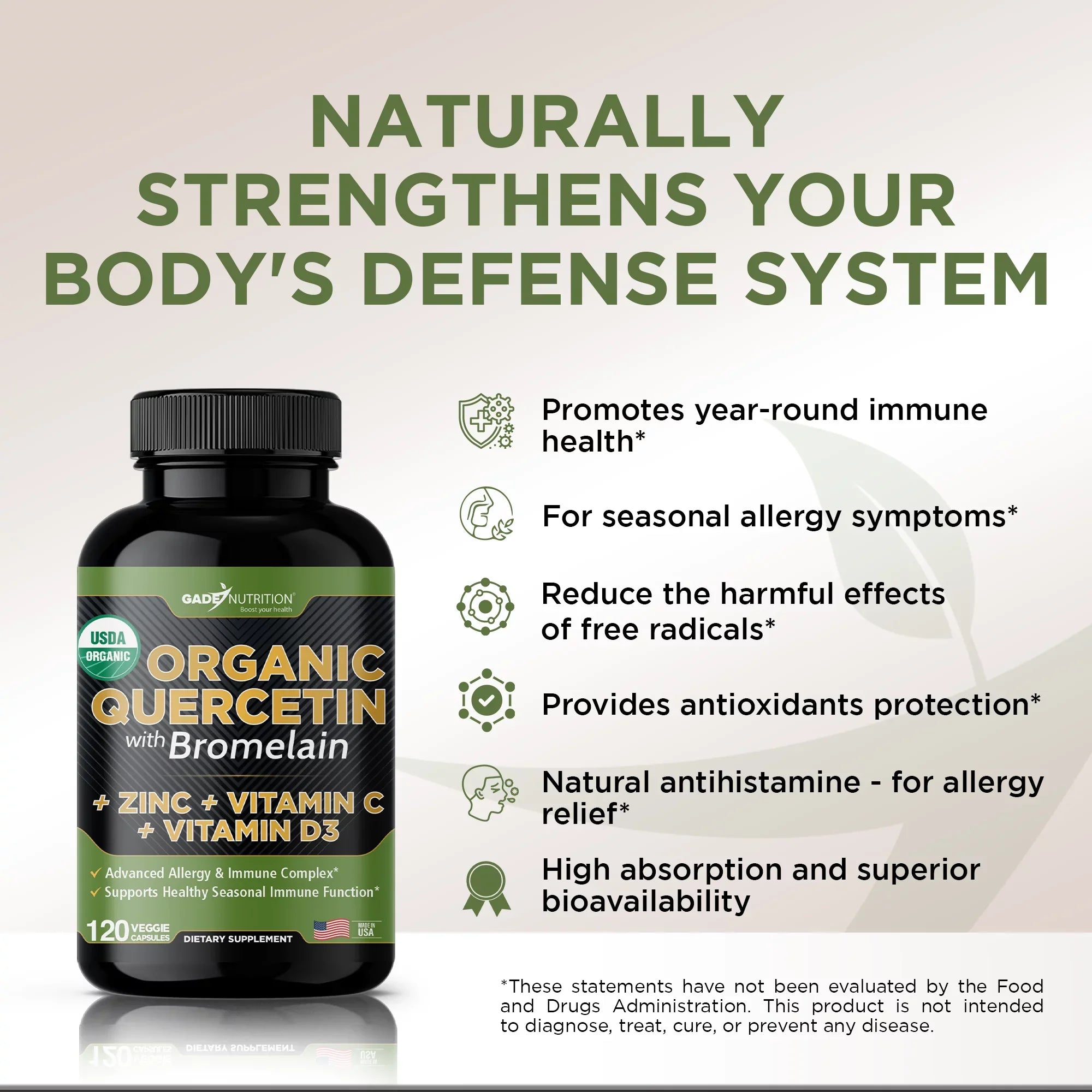Quercetin Quercetin - - Nettle Gluten-Free, C Vegan) - Quercetin + 4 Vitamin Quercetin Zinc 240 Quercetin Bromelain - Month - Veggie D3 Zinc and - with Caps 500mg Supply Vitamin with (Non-GMO,