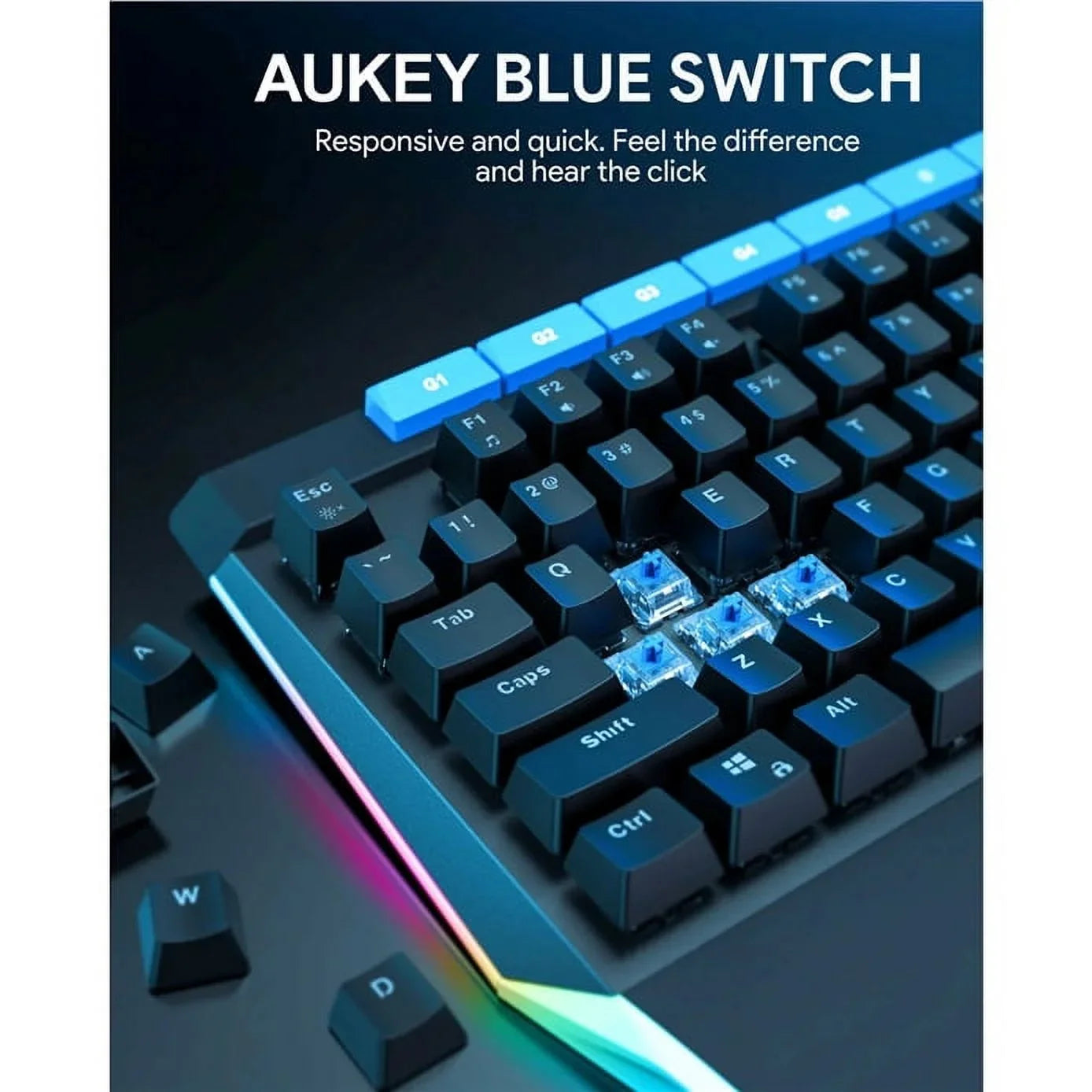 Mechanical 104key AUKEY KMG17 Volume Switches Blue Keyboard Button Control with