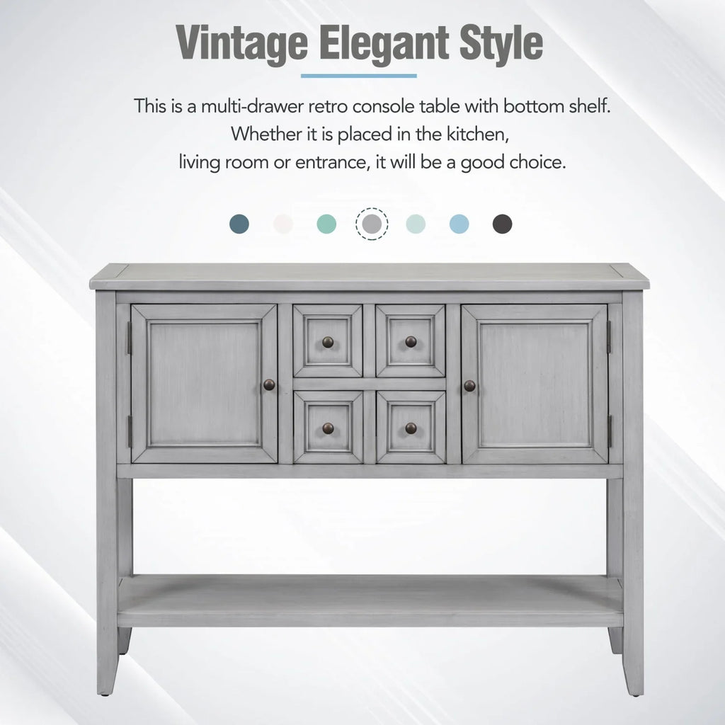 Rooms Small Console (Espresso and Four Drawers Shelf Cambridge Storage OLD with Bottom Ample and Vintage Entrances WF190263AAP) Table for Living TREXM Kitchens Series SKU