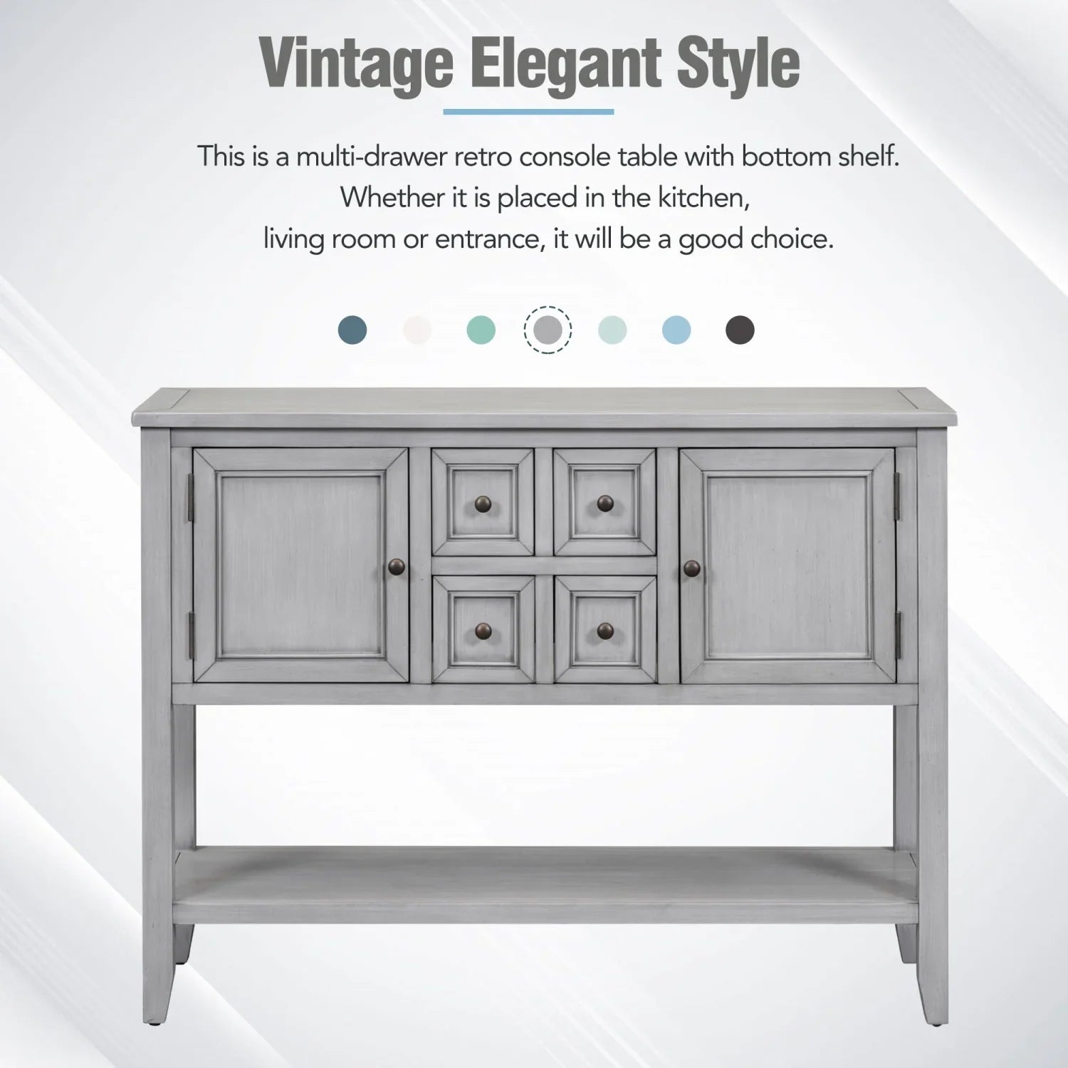 Rooms Small Console (Espresso and Four Drawers Shelf Cambridge Storage OLD with Bottom Ample and Vintage Entrances WF190263AAP) Table for Living TREXM Kitchens Series SKU