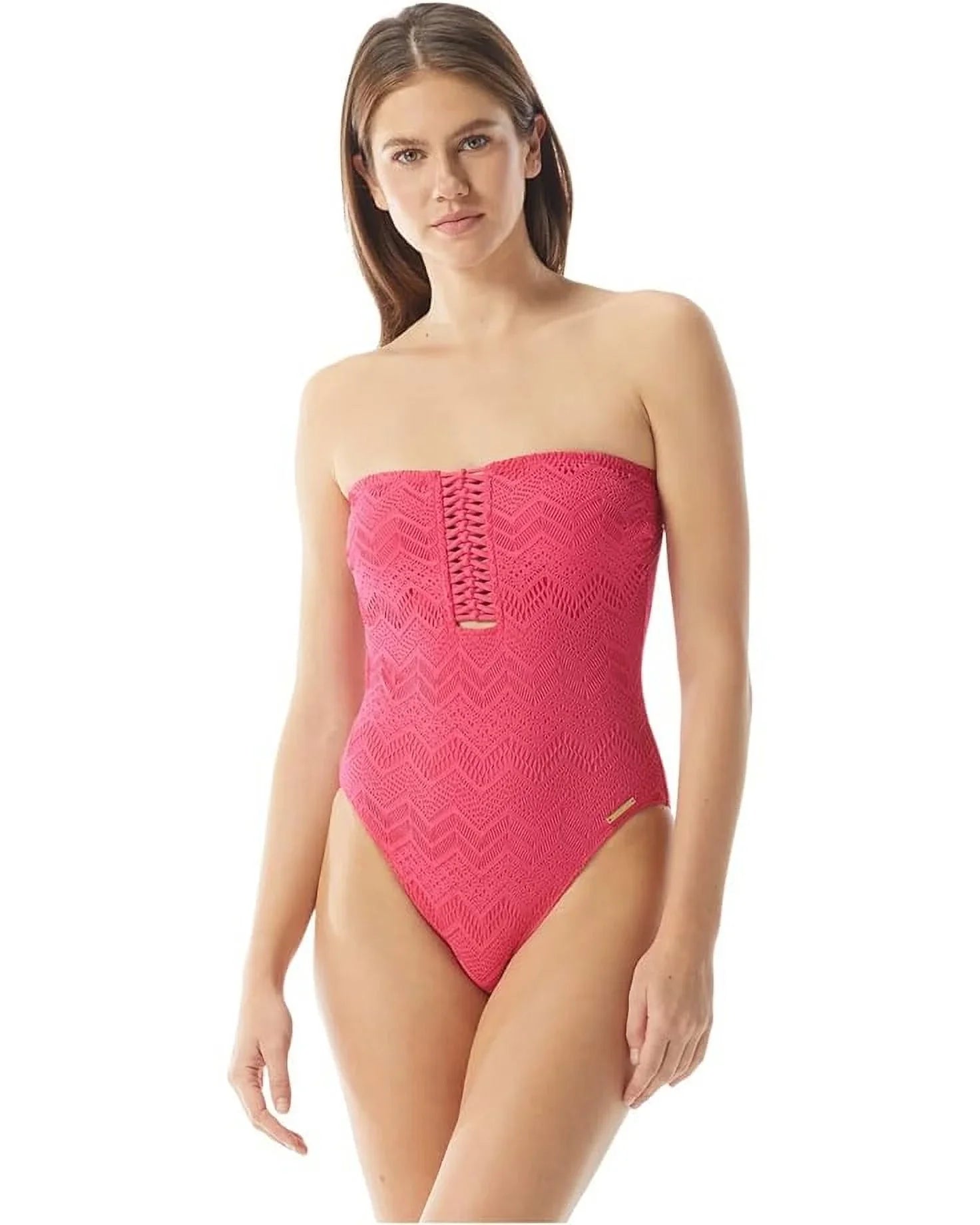 DRAGON 6 One-Piece Camuto US Vince FRUIT Crochet Bandeau Swimsuit,