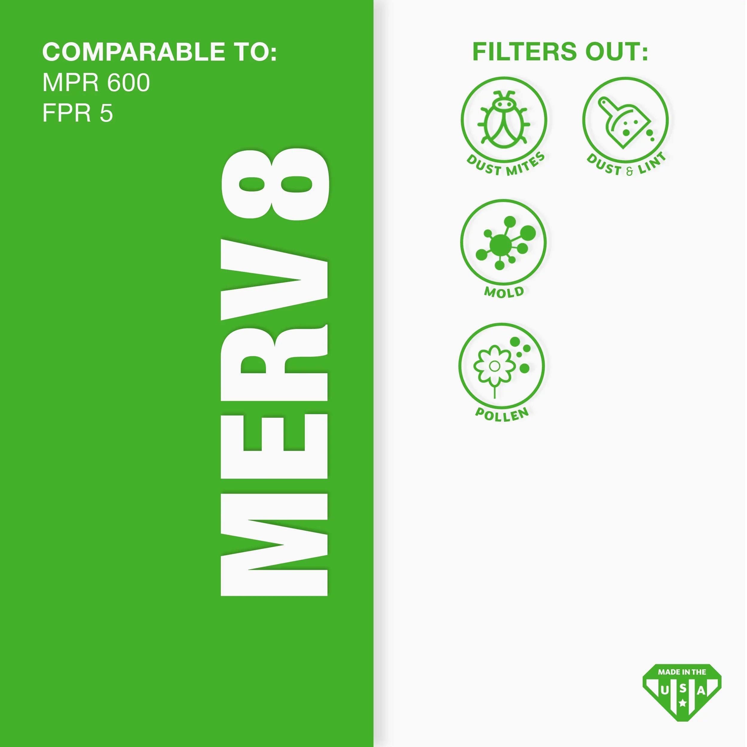 MERV 16x25x1 Air 8 Air Pleated Filter, Filter, Furnace AC 6 Aerostar Pack