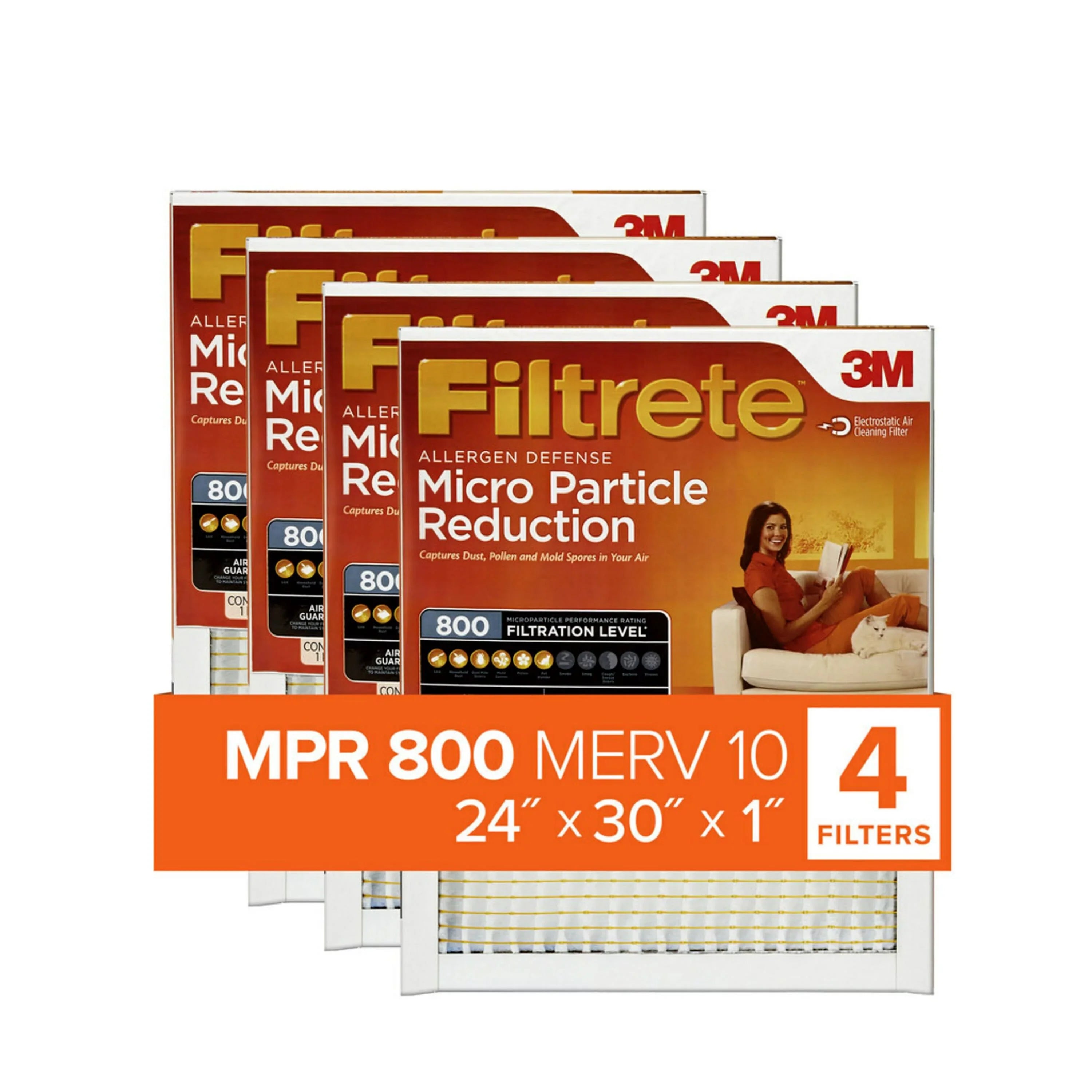 Reduction, MPR Filters Filtrete 10, 800 Filter, Particle 4 Air 24x30x1 Micro MERV