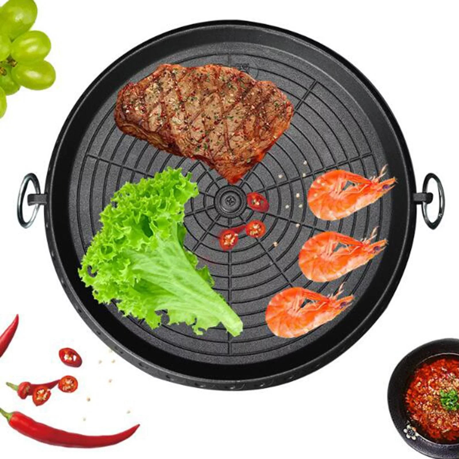 Pan Portable Induction Smokeless Picnic Indoor Outdoor BBQ Lightweight Grill Tray Camping Household Frying