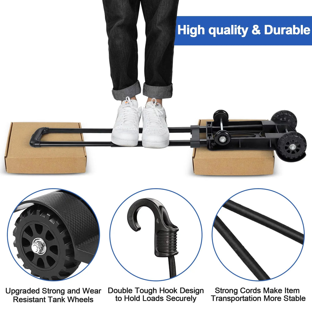 Office Big for for Wheels and Utility Lightweight for Luggage Travel Hand Cart siisll Heavy Capacity Home, Folding Black Platform Luggage Cart Cart Collapsible Folding Cart Duty Truck Use. with Moving