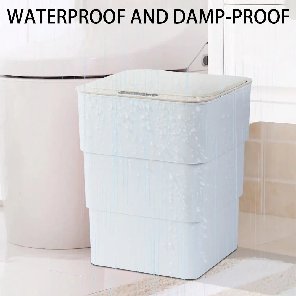 Office, with Can White Folding Mode Bathroom, Trash Can, Touchless Automatic Aromatherapy 18L/4.8 Gallon for Kitchen, Garbage Holdpeak