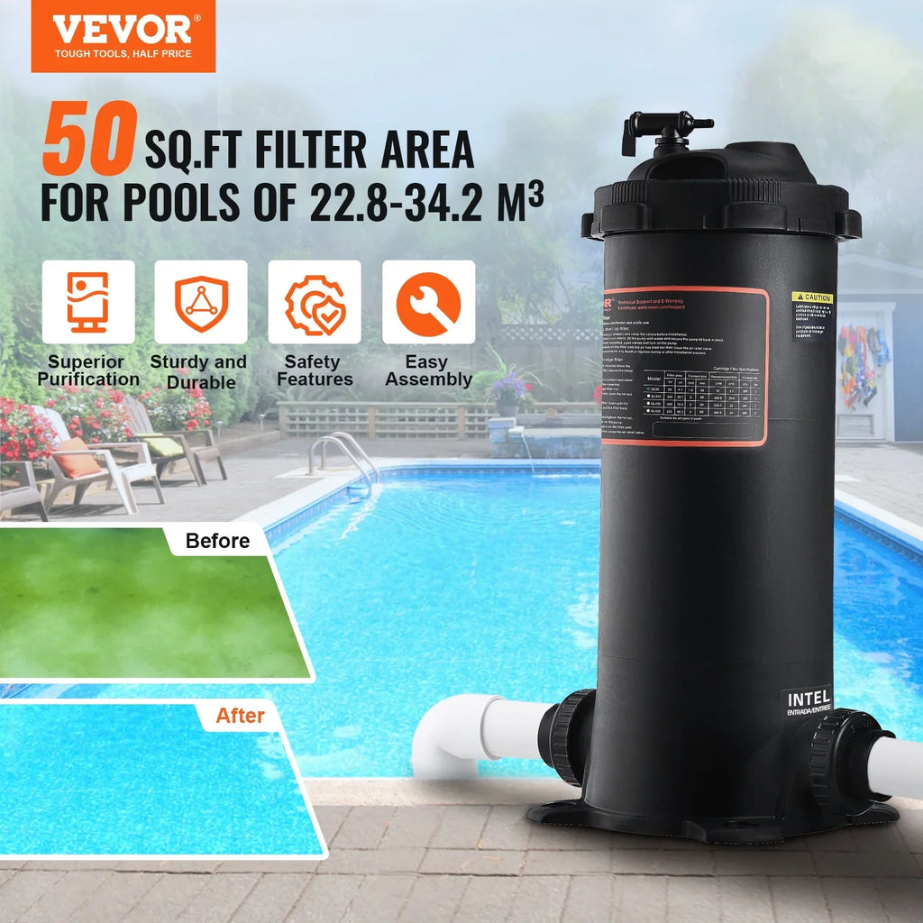 Pool Swimming SKYSHALO Cartridge Filtration Filter Pool Ground In/Above 50Sq.Ft