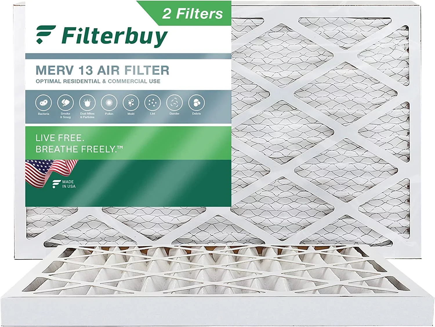 Furnace Air Filters 12x24x2 13 (2-Pack) Filterbuy AC HVAC Pleated MERV