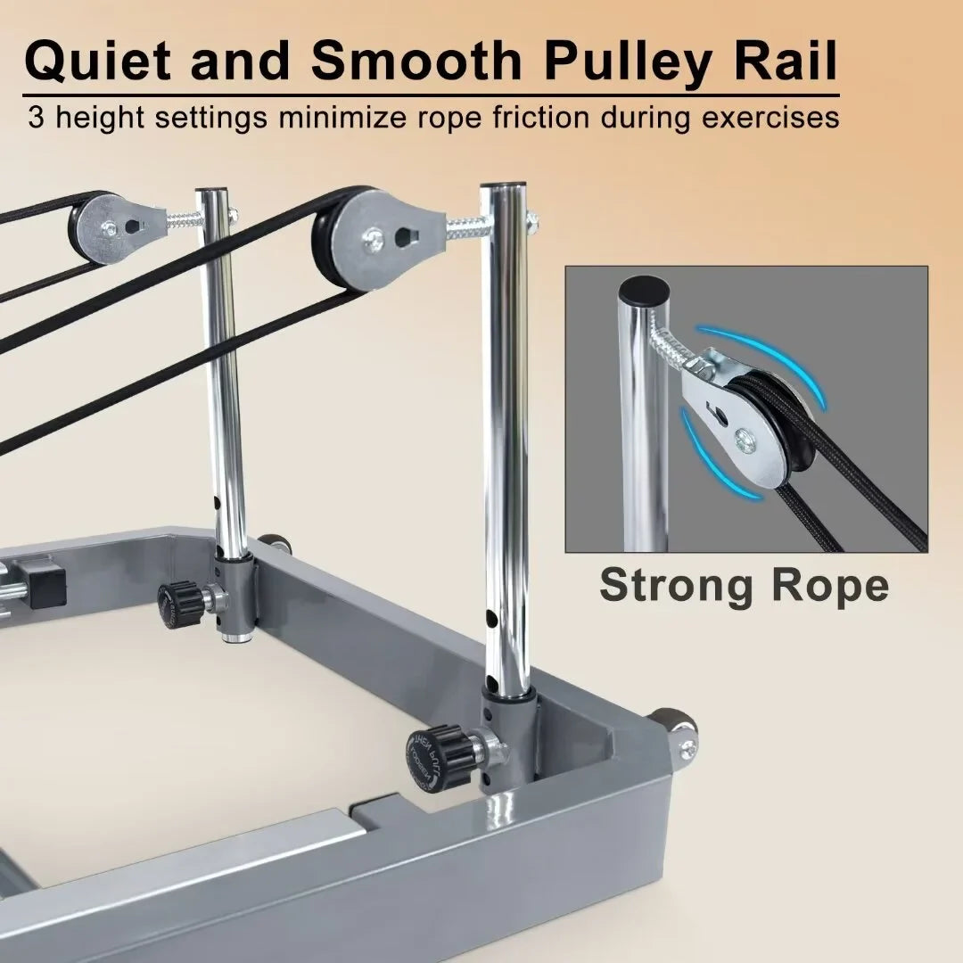 lbs Reformer, Docred Home with Capacity Quiet Spring Foldable Weight Machine Pilates Workout Reformer to Gym，Beginners，Up for 300 Pilates