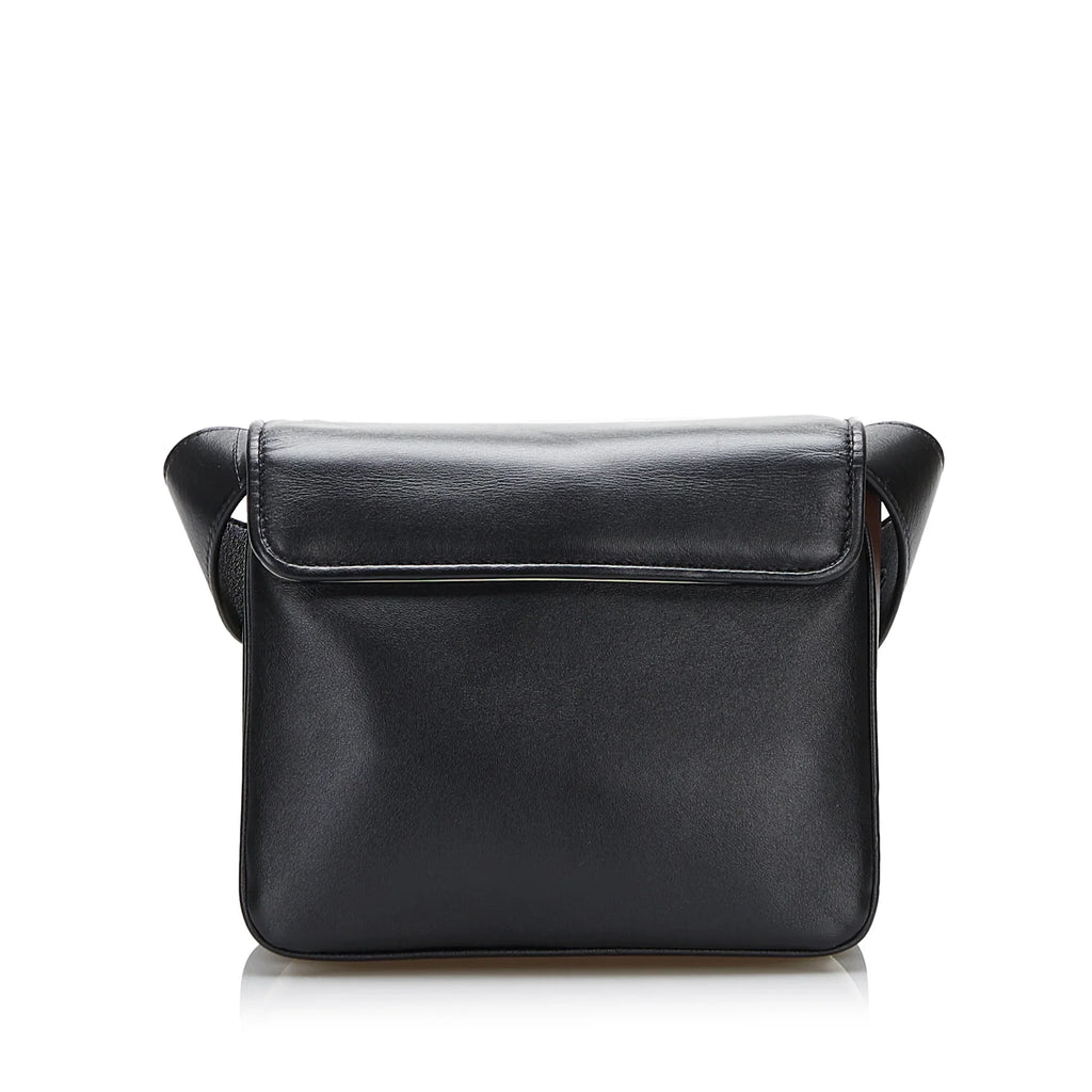 Leather ID Authenticated Pre-Owned Calf Crossbody Bag Unisex Black (Good) Small Fendi