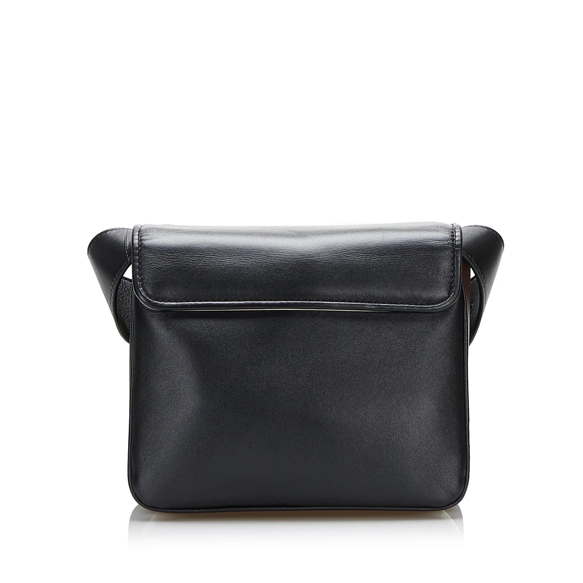 Leather ID Authenticated Pre-Owned Calf Crossbody Bag Unisex Black (Good) Small Fendi