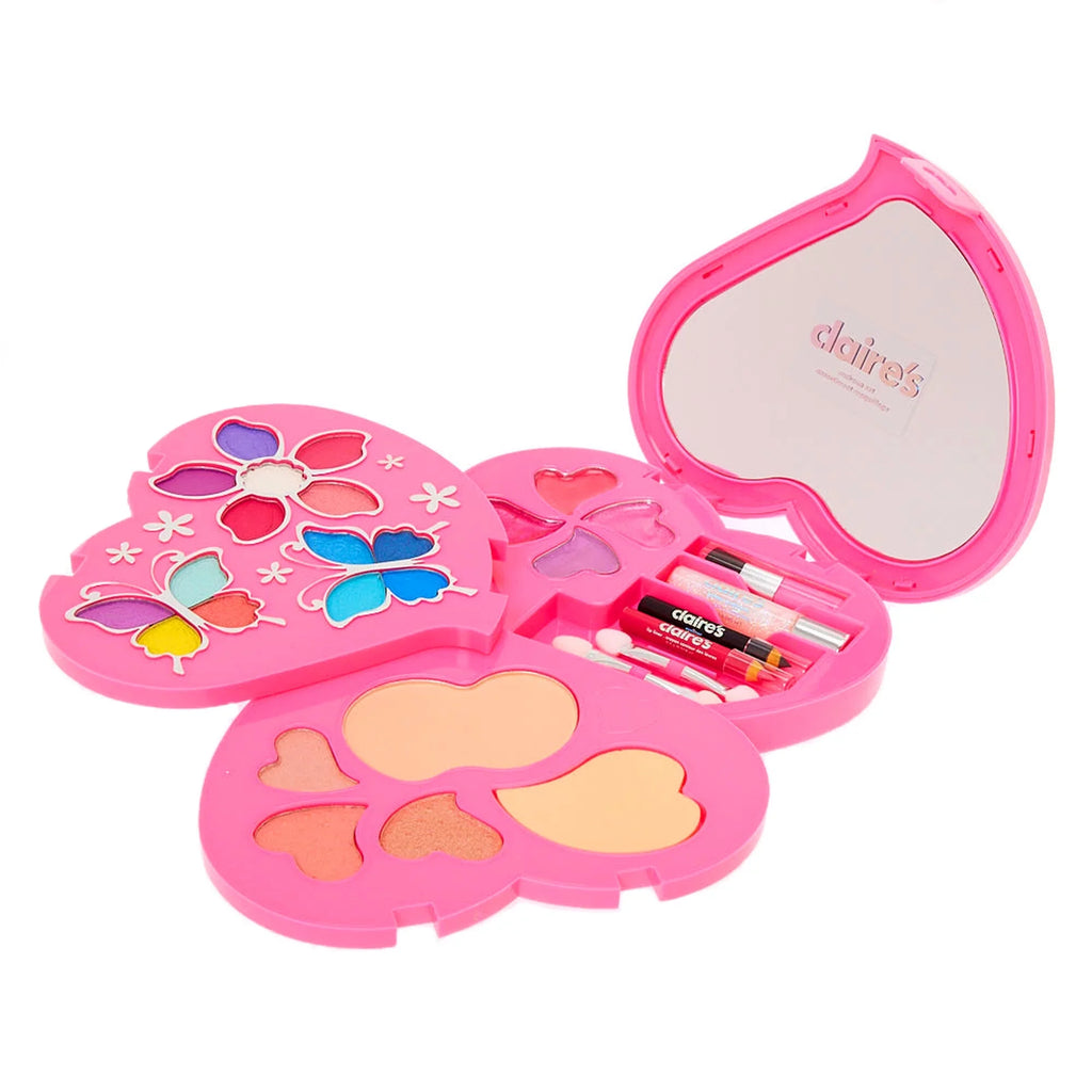 Cosmetics Includes 57275 Eyeliner, Palette, Heart and Lipgloss Blush, Pink Eyeshadow, Claire's Applicators, Shapped Girls