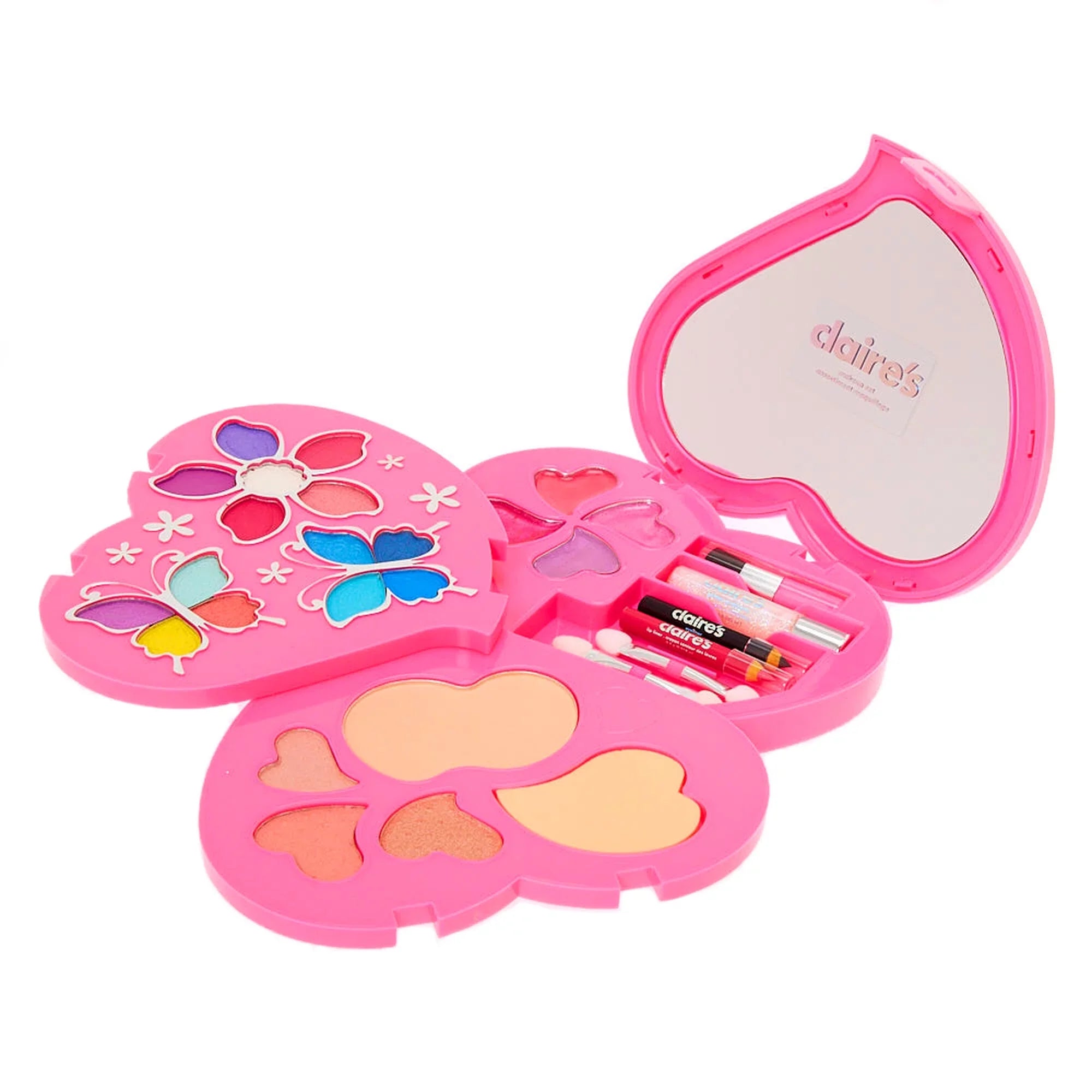 Cosmetics Includes 57275 Eyeliner, Palette, Heart and Lipgloss Blush, Pink Eyeshadow, Claire's Applicators, Shapped Girls