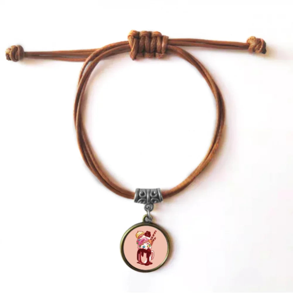 Cup Jewelry Hide Rope Biscuit Brown Ice Bracelet Donut Chocolate Wristband Leather