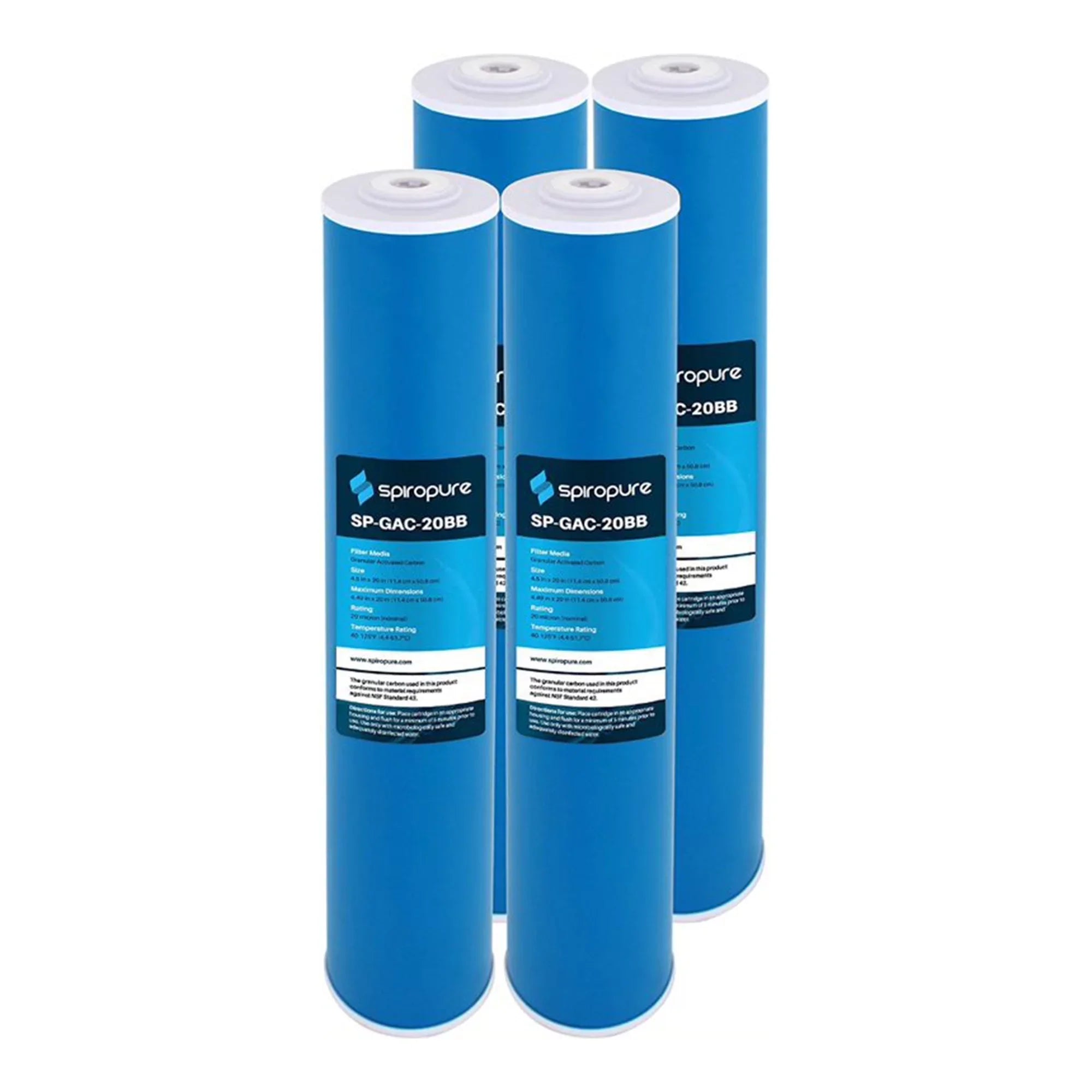Granular Filter, Pack Water Activated SpiroPure 4 20 Carbon Micron