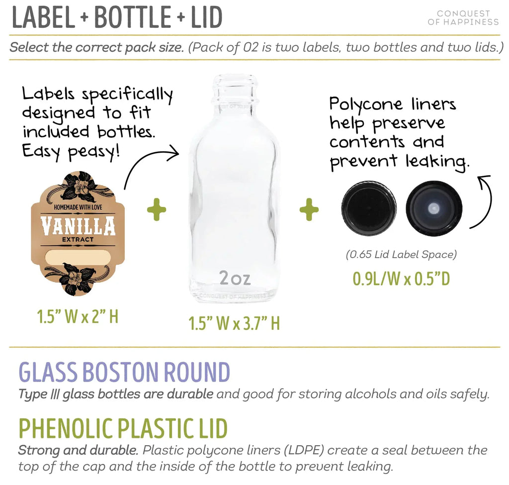 of by Vanilla - Happiness Homemade Pack with Extract | oz Conquest Handmade Labels 2 08 Bottles Write-In - of