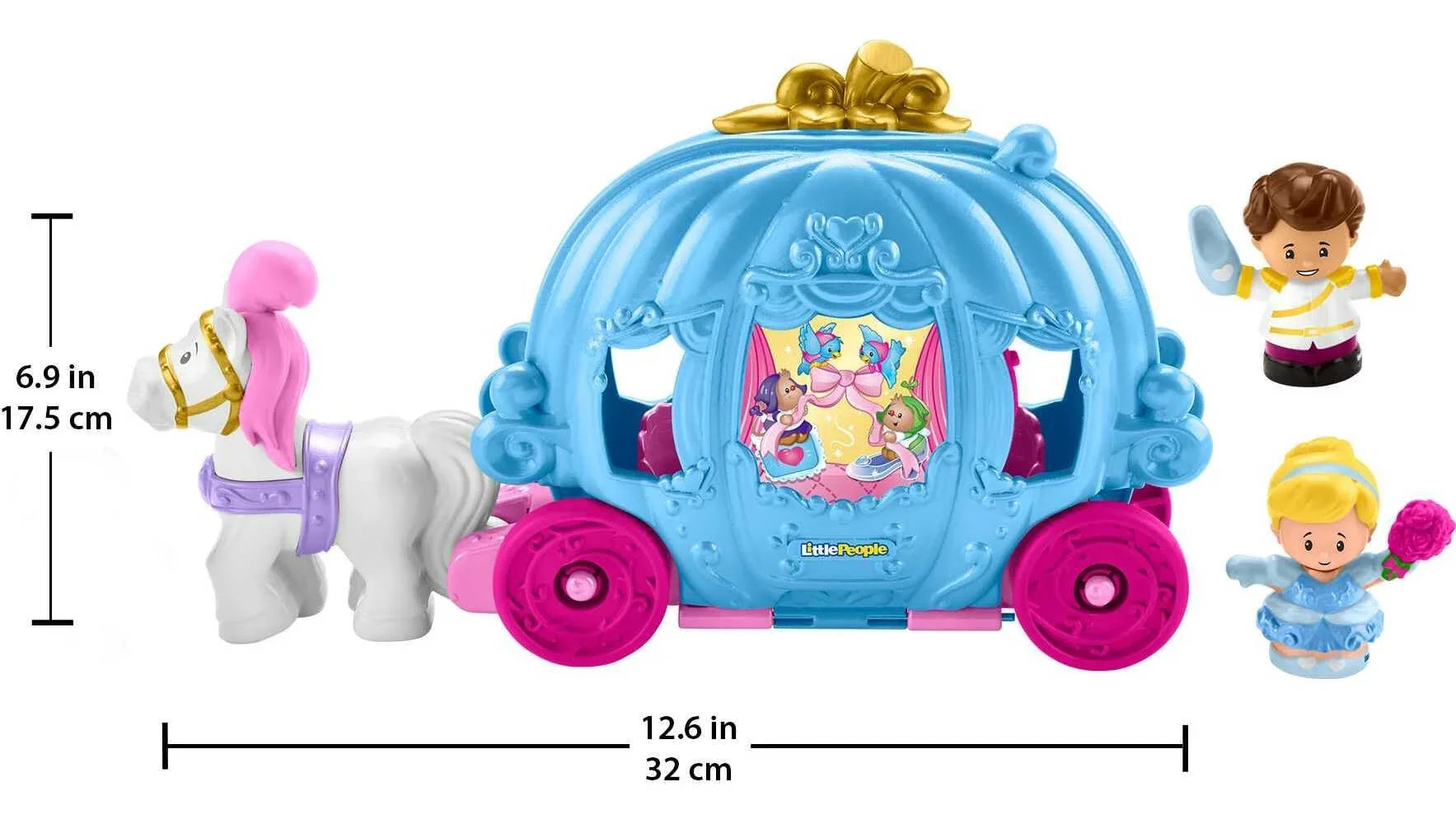 People Dancing Disney with Princess Horse Carriage Figures Little Playset Cinderella’s & Toddler